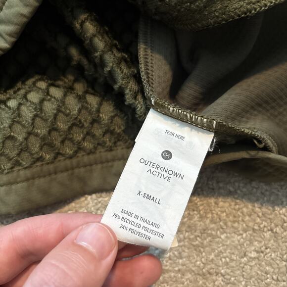 Outerknown Active 1/4 Zip Pullover Jacket Mens Sz XS Olive Green Warm Up - Picture 10 of 13